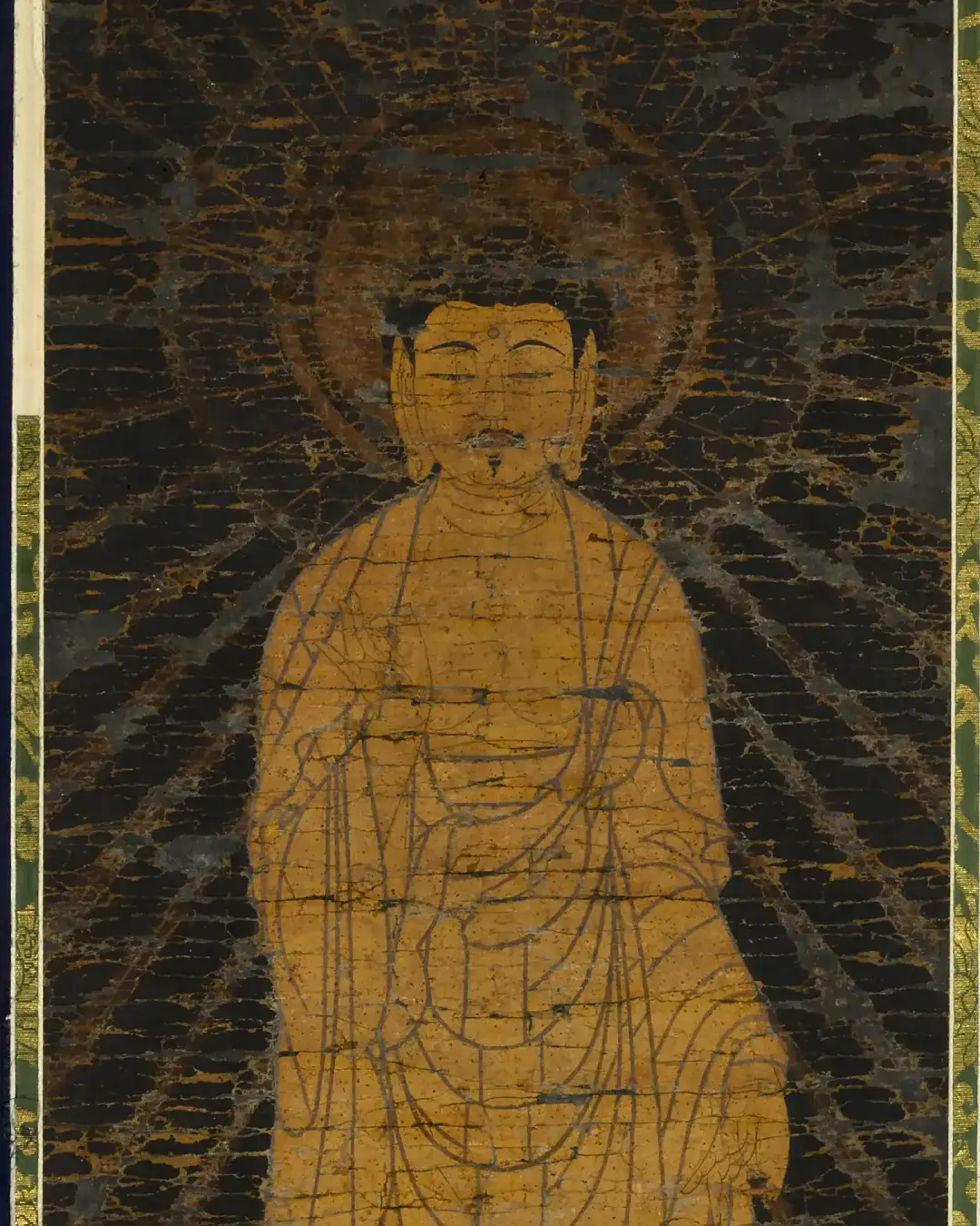 仏画の掛軸（阿弥陀如来立像・紺地金泥）の買取実績｜金襴表装｜東京都港区麻布 古美術もりた