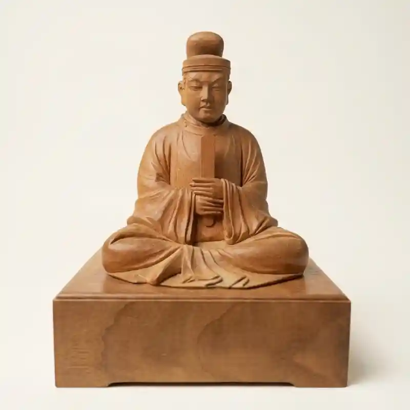 高村光雲 木彫の坐像(烏帽子に束帯姿、笏を持つ・白木仕上げ)——木彫り・彫刻の買取例