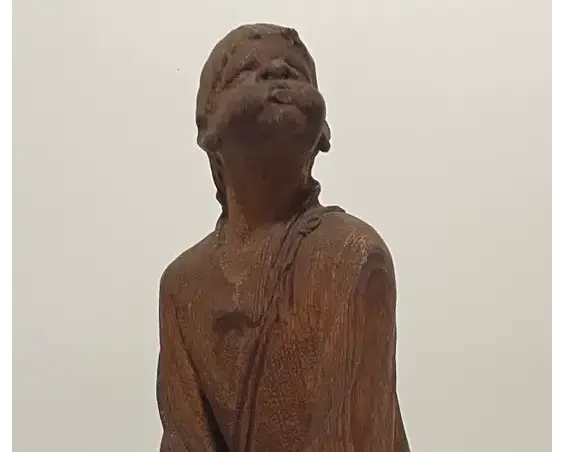米原雲海をイメージした白木の木彫人物立像 — 木彫り・彫刻のイメージ